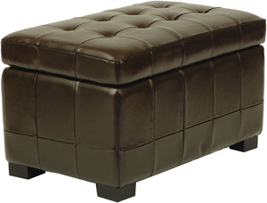 Safavieh Small Bench Manhattan Storage Brown Black Beechwood CA Foam Poly Fiber Bicast Leather HUD4201A 683726840220