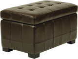 Safavieh Small Bench Manhattan Storage Brown Black Beechwood CA Foam Poly Fiber Bicast Leather HUD4201A 683726840220