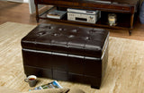 Safavieh Small Bench Manhattan Storage Brown Black Beechwood CA Foam Poly Fiber Bicast Leather HUD4201A 683726840220