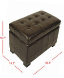 Safavieh Small Bench Manhattan Storage Brown Black Beechwood CA Foam Poly Fiber Bicast Leather HUD4201A 683726840220