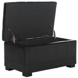 Safavieh Small Bench Manhattan Storage Black Beechwood CA Foam Poly Fiber Bicast Leather HUD4201B 683726912057