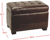 Safavieh Small Bench Manhattan Storage Cordovan Black Beechwood CA Foam Poly Fiber Bicast Leather HUD4201E 683726443131