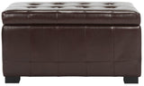 Safavieh Small Bench Manhattan Storage Cordovan Black Beechwood CA Foam Poly Fiber Bicast Leather HUD4201E 683726443131