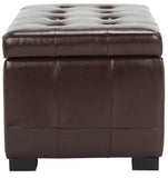 Safavieh Small Bench Manhattan Storage Cordovan Black Beechwood CA Foam Poly Fiber Bicast Leather HUD4201E 683726443131