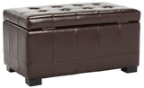 Safavieh Small Bench Manhattan Storage Cordovan Black Beechwood CA Foam Poly Fiber Bicast Leather HUD4201E 683726443131