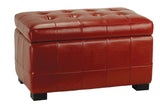 Safavieh Small Bench Manhattan Storage Red Black Beechwood CA Foam Poly Fiber Bicast Leather HUD4201R 683726438663