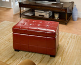 Safavieh Small Bench Manhattan Storage Red Black Beechwood CA Foam Poly Fiber Bicast Leather HUD4201R 683726438663