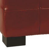 Safavieh Small Bench Manhattan Storage Red Black Beechwood CA Foam Poly Fiber Bicast Leather HUD4201R 683726438663