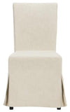 Suzie Slipcover Dining Chair 18''H Beige Black Water Based Paint Birch Plywood Poly Fiber Viscose Linen - Set of 2