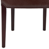 Safavieh - Set of 2 - Ken Side Chair 19''H Leather Brown Cherry Mahogany Wood Birch Bicast HUD8200A-SET2 683726636397
