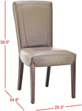 Safavieh - Set of 2 - Ken Side Chair 19''H Leather Clay Cherry Mahogany Wood Birch Bicast HUD8200B-SET2 683726792932