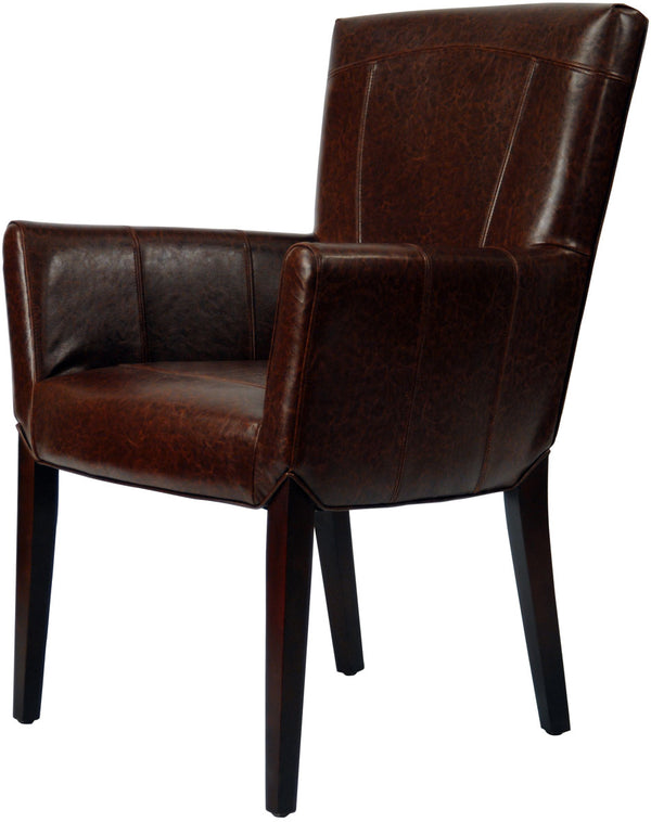 Safavieh Ken Arm Chair Leather Brown Cherry Mahogany Wood Birch Bicast HUD8201A 683726310662