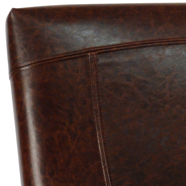 Safavieh Ken Arm Chair Leather Brown Cherry Mahogany Wood Birch Bicast HUD8201A 683726310662