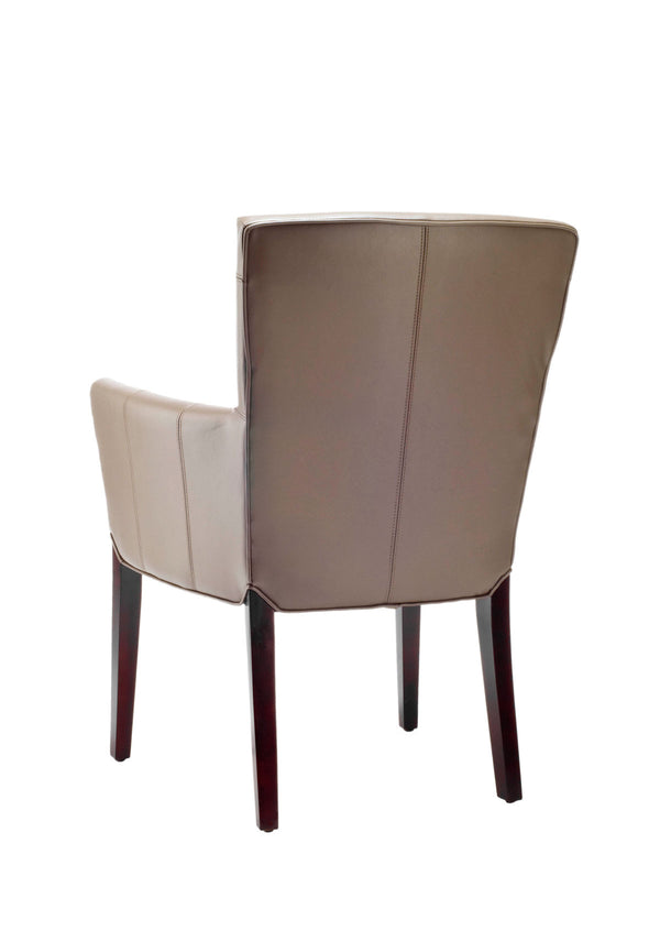 Safavieh Ken Arm Chair Leather Clay Cherry Mahogany Wood Birch Bicast HUD8201B 683726643005