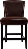 Safavieh Ken Counter Stool Brown Cherry Mahogany Wood Birch Bicast Leather HUD8202A 683726310679