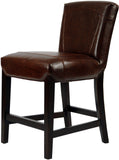 Safavieh Ken Counter Stool Brown Cherry Mahogany Wood Birch Bicast Leather HUD8202A 683726310679