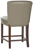 Safavieh Ken Counter Stool Clay Cherry Mahogany Wood Birch Bicast Leather HUD8202B 683726454557