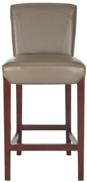 Safavieh Ken Bar Stool Clay Cherry Mahogany Wood Birch Bicast Leather HUD8203B 683726455127