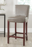 Safavieh Ken Bar Stool Clay Cherry Mahogany Wood Birch Bicast Leather HUD8203B 683726455127