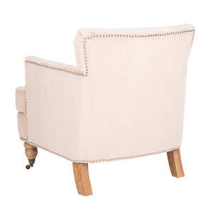 Safavieh Colin Tufted Club Chair Blush Pink White Wash Wood HUD8212L
