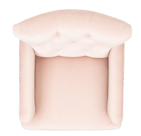 Safavieh Colin Tufted Club Chair Blush Pink White Wash Wood HUD8212L