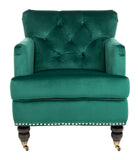 Safavieh Colin Tufted Club Chair Emerald Espresso Wood HUD8212M