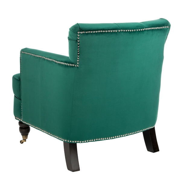 Safavieh Colin Tufted Club Chair Emerald Espresso Wood HUD8212M