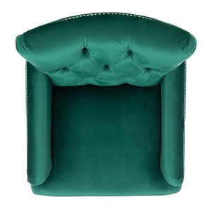 Safavieh Colin Tufted Club Chair Emerald Espresso Wood HUD8212M