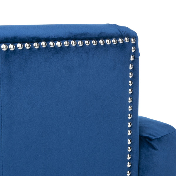 Safavieh Colin Tufted Club Chair Navy Blue Espresso Wood HUD8212N