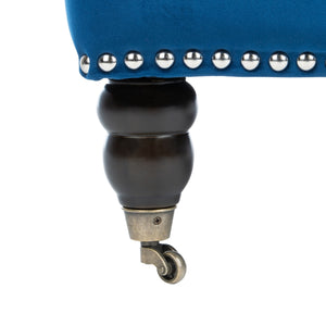 Safavieh Colin Tufted Club Chair Navy Blue Espresso Wood HUD8212N