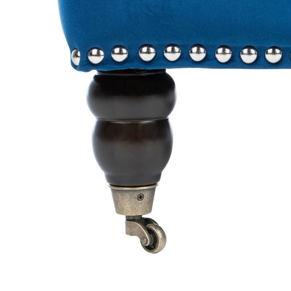 Safavieh Colin Tufted Club Chair Navy Blue Espresso Wood HUD8212N