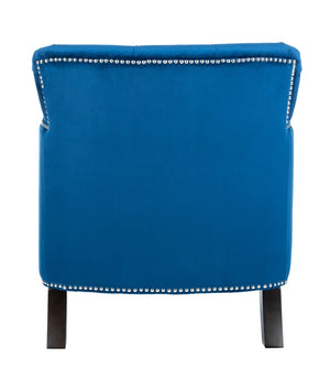 Safavieh Colin Tufted Club Chair Navy Blue Espresso Wood HUD8212N