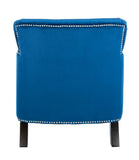 Safavieh Colin Tufted Club Chair Navy Blue Espresso Wood HUD8212N