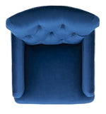 Safavieh Colin Tufted Club Chair Navy Blue Espresso Wood HUD8212N