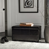 Safavieh Madison Bench Small Storage Brown Black Wood Birch Bicast Leather HUD8227A 683726635659