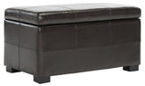 Safavieh Madison Bench Small Storage Brown Black Wood Birch Bicast Leather HUD8227A 683726635659