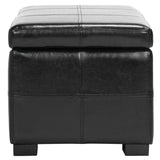 Safavieh Madison Bench Small Storage Black Wood Birch Bicast Leather HUD8227B 683726780977