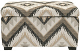 Safavieh Madison Bench Small Storage Tribal Design Black Wood Birch Polyester Linen Viscose HUD8227C 683726426714