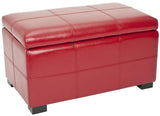 Safavieh Madison Bench Small Storage Red Black Wood Birch Bicast Leather HUD8227R 683726780991