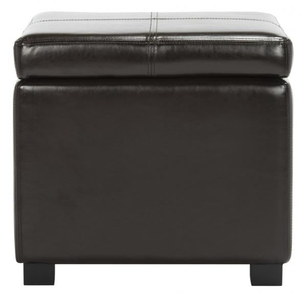 Safavieh Madison Ottoman Square Brown Black Wood Birch Bicast Leather HUD8228A 683726635666