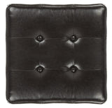 Safavieh Maiden Ottoman Square Tufted Brown Black Wood Birch Bicast Leather HUD8231A 683726635697