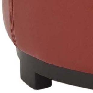 Safavieh Chelsea Ottoman Round Tray Red Black Wood Birch Bicast Leather HUD8232R 683726635734