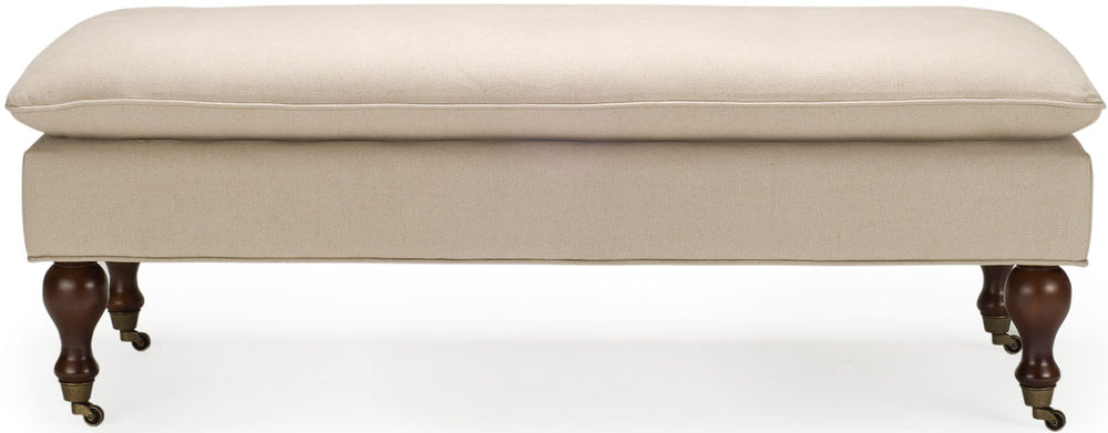 Safavieh Hampton Bench Pillowtop Taupe Cherry Mahogany Wood Birch Linen HUD8239A 683726748533