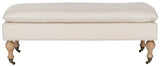 Safavieh Hampton Bench Pillowtop Cream White Wash Wood Oak Rayon Terelyne Cotton HUD8239L 683726746140