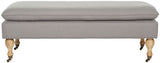 Safavieh Hampton Bench Pillowtop Arctic Grey Pickled Oak Wood Birch Terelyne Cotton 2 Rayon HUD8239S 683726368656