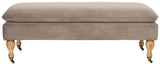 Safavieh Hampton Bench Pillowtop Mushroom Taupe Pickled Oak Wood Birch Stainless Steel Cotton HUD8239U 683726368670