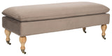 Safavieh Hampton Bench Pillowtop Mushroom Taupe Pickled Oak Wood Birch Stainless Steel Cotton HUD8239U 683726368670