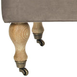 Safavieh Hampton Bench Pillowtop Mushroom Taupe Pickled Oak Wood Birch Stainless Steel Cotton HUD8239U 683726368670