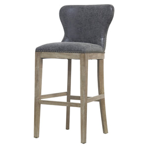 Dorsey Faux Leather Bar Stool – Stylish, Distressed Design for Modern or Transitional Spaces, 30” Height