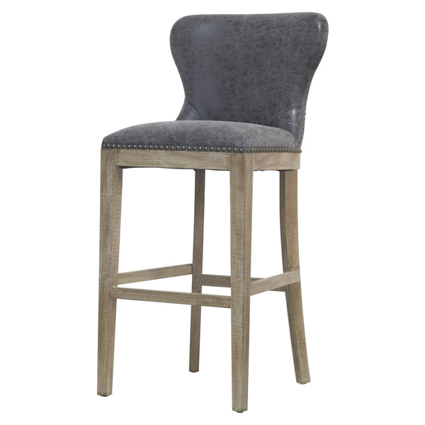 Dorsey Faux Leather Bar Stool – Stylish, Distressed Design for Modern or Transitional Spaces, 30” Height